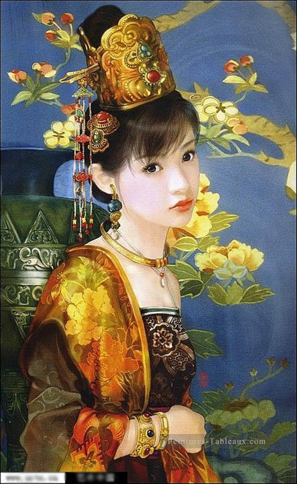 Fille chinoise en gold Peintures à l'huile